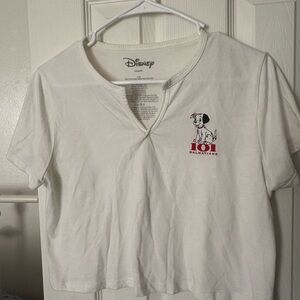 Disney White Short Sleeve Graphic Tee with Small Dalmatian Accent